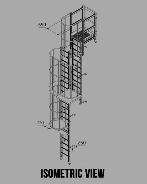 Escalera fija de aluminio multisección - Anticaídas