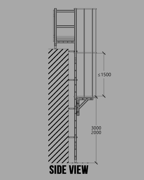 Escalera fija de aluminio con jaula - Anticaídas